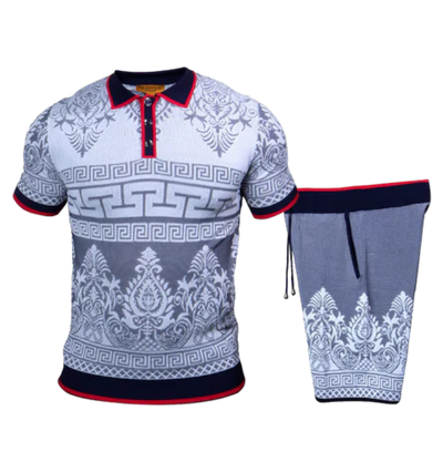 Prestige Blue Polo Shirt & Short Set Fashion Design Style No: CKJ-259