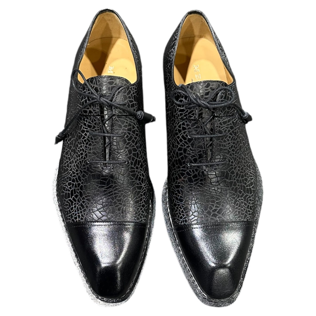 Mezlan Hi-Shine Asymmetric Oxford - Luxury Leather Dress Shoe
