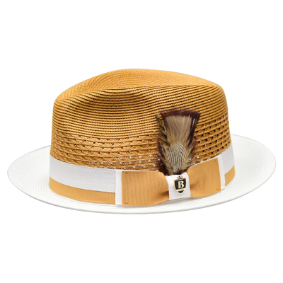 Belvedere Bruno Capelo Gold and White Men's Straw hat Fashion Design