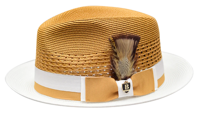 Belvedere Bruno Capelo Gold and White Men's Straw hat Fashion Design