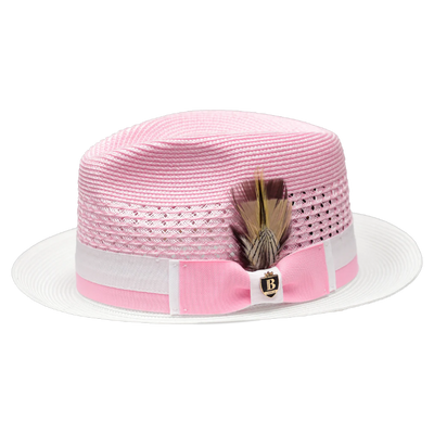 Belvedere Bruno Capelo White and Pink Men's Straw hat Fashion Design