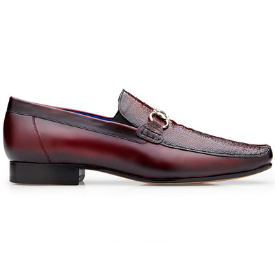 Belvedere Bruno Ostrich & Italian Calfskin Shoes Dark Burgundy Style N0-1026