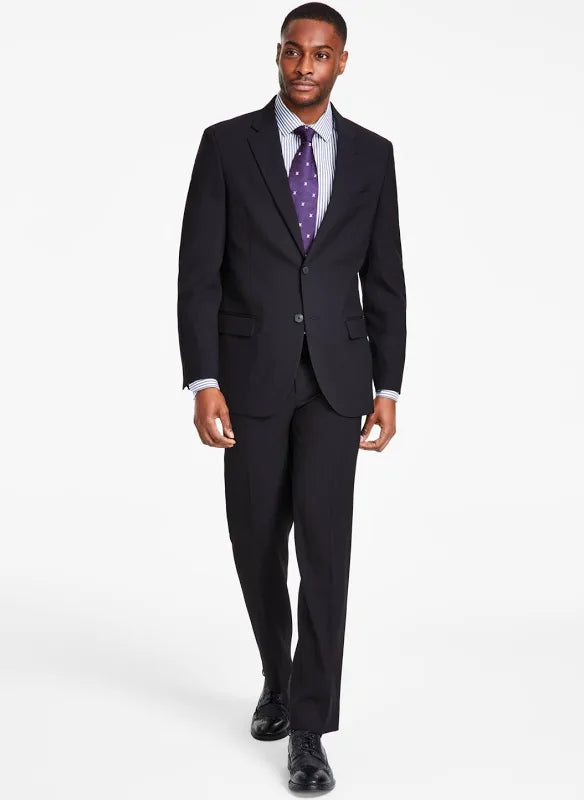 Black Men's 2 Piece Business Formal Suits Slim Fit Notch Lapel P-100 42 R / Black / Teens