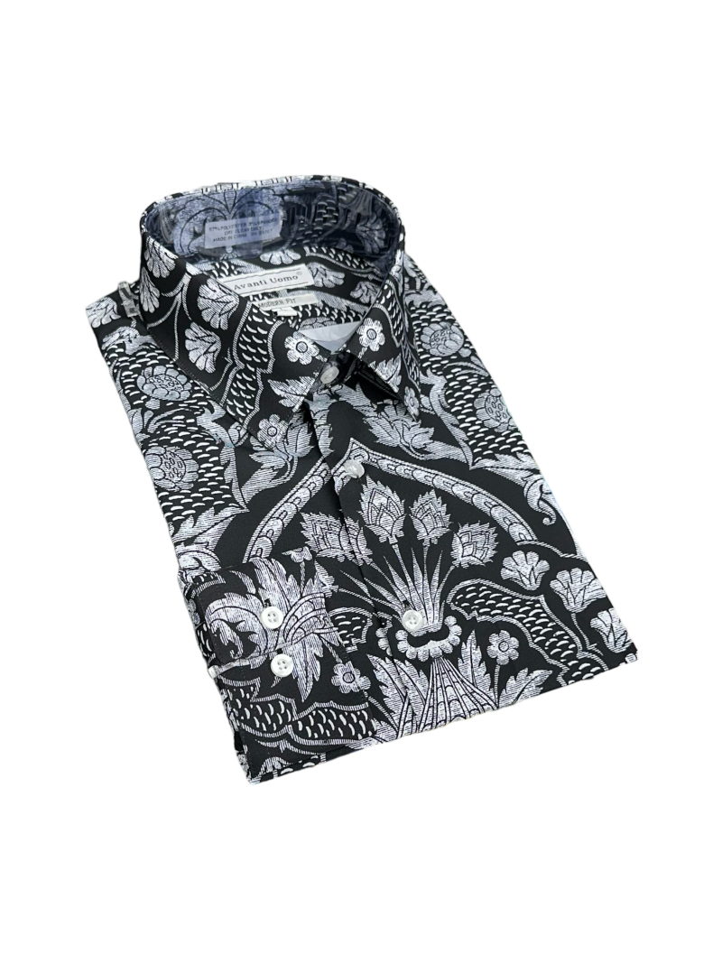 Black Men's Fashion Design Paisley Dress Shirts Long Sleeves By Avanti DESIGN MENSWEAR Black Men's Fashion Design Paisley Dress Shirts Long Sleeves By Avanti DESIGN MENSWEAR