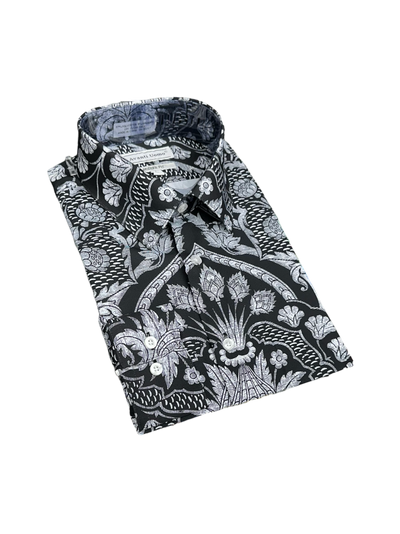 Black Men's Fashion Design Paisley Dress Shirts Long Sleeves By Avanti Uomo