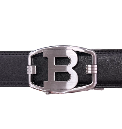 Black Men's Genuine Leather Belt B Sliver Buckle Luxury belt