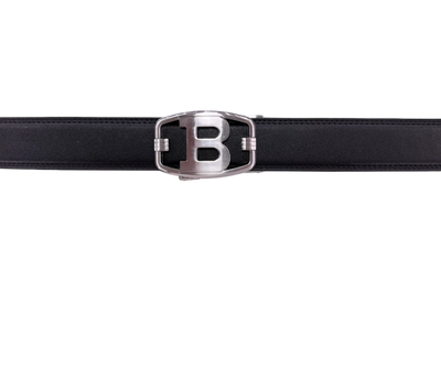 Black Men's Genuine Leather Belt B Sliver Buckle Luxury belt
