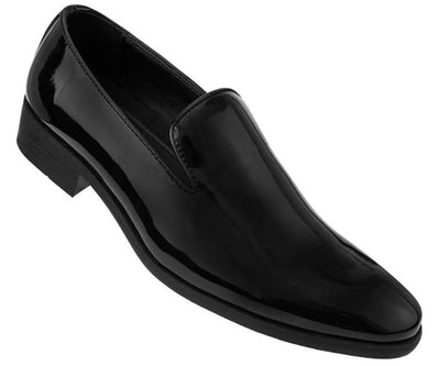 Black Men's Patent Leather Dress Shoes Plain Toe  for Tuxedo