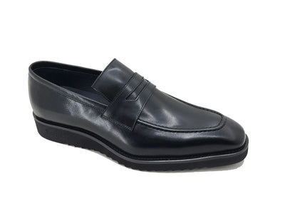 Black Men's Slip-on Shoes Chic Patina Burnished Penny Loafer Style-KS518-03