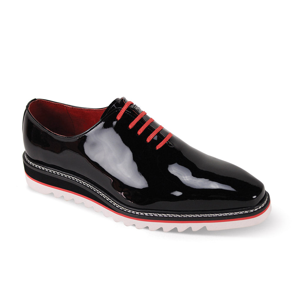 best leather sole men's dress shoes Black Patent Leather Giovanni Men's Lace-Up Rubber Sole Shoes Style-RUBEN 7.5 / Black
