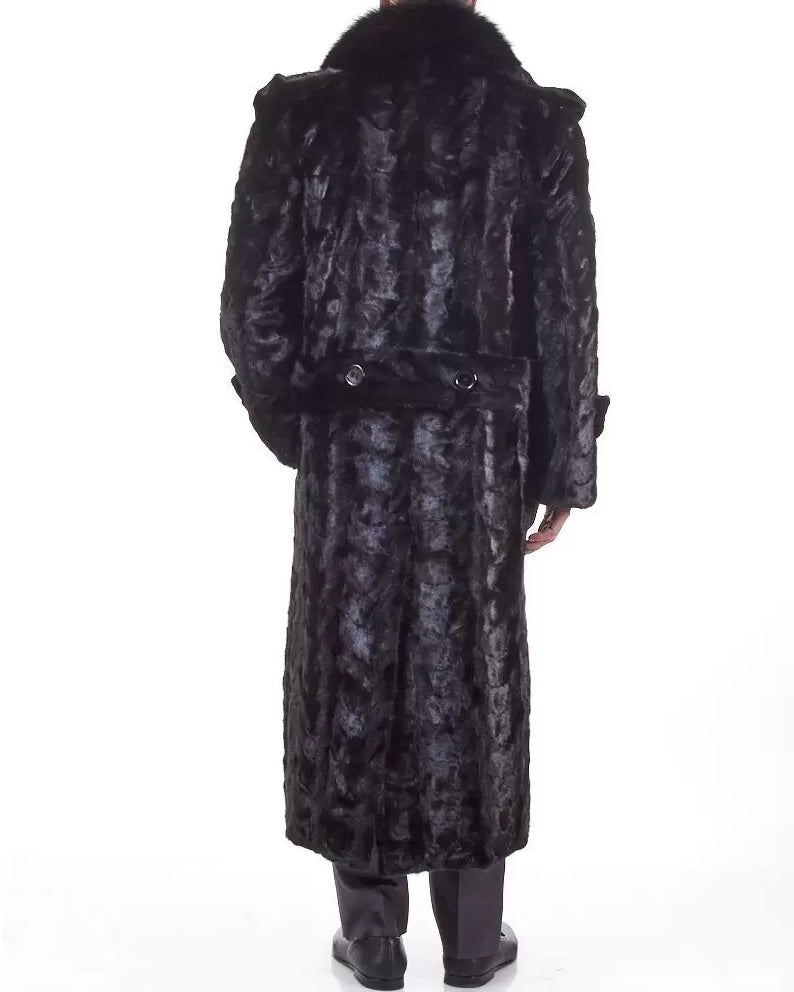Black Rabbit Full Length Overcoat For Men
