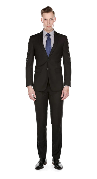 Black Slim-Fit Men's Suit Single Breast Notch Lapel PYS02