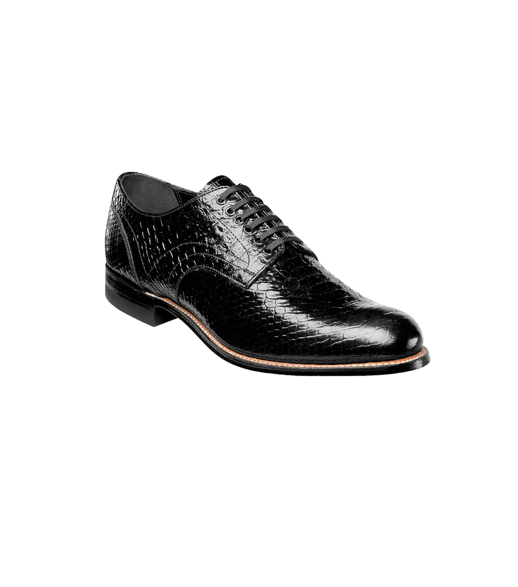 Black Stacy Adams Madison Anaconda Plain Toe Oxford Men's shoe Design