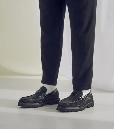 Black Stacy Adams Vonn Moc Toe Ornament Slip On Men's Casual shoes