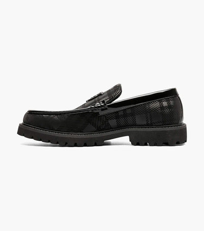 Black Stacy Adams Vonn Moc Toe Ornament Slip On Men's Casual shoes