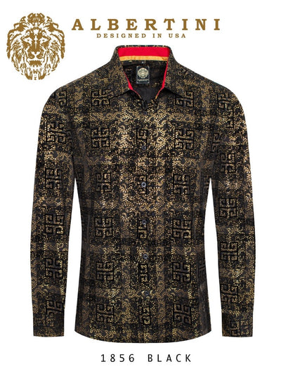 Black and Gold Men's Fashion Design Long Sleeves Shirt Style No-1856