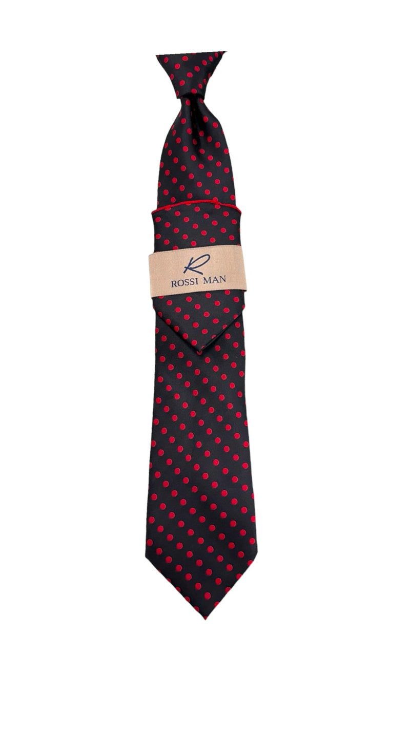Black and Red Dots Fashion Design Rossi Man Tie and handkerchief set