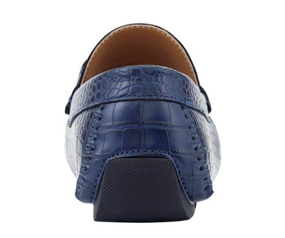 Blue Men's Croc Leather Loafer Sliver Buckle Summer Shoes Fashion Design