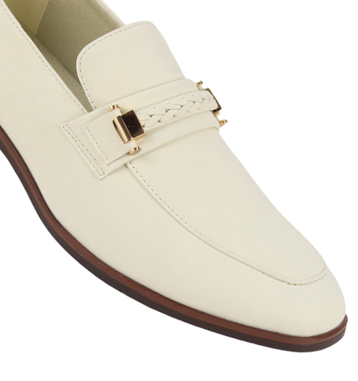 Bone Men's Slip-on Suede Loafer Shoes with Metal and Braid Buckle