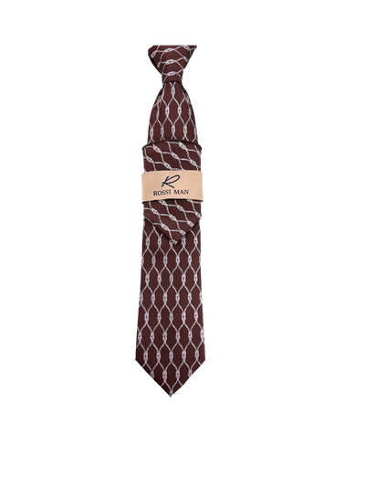 Brown and Grey Fashion Design Rossi Man Tie and handkerchief set