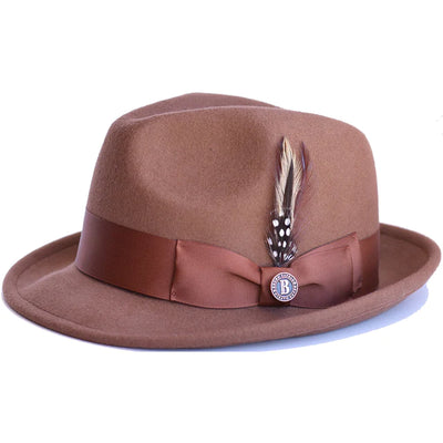 Bruno Capelo Mocha Men's Wool Hat Hudson Lite Felt Fedora Hat