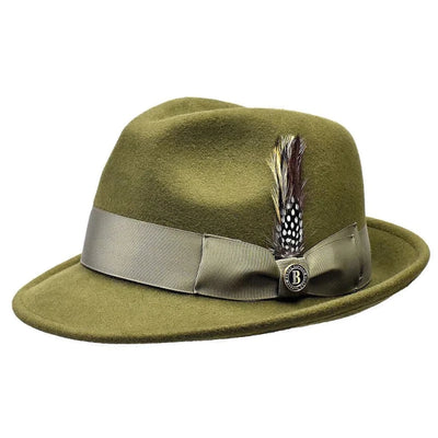 Bruno Capelo Olive Men's Wool Hat Hudson Lite Felt Fedora Hat