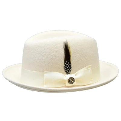 Bruno Capelo White Men's Wool Hat Hudson Lite Felt Fedora Hat