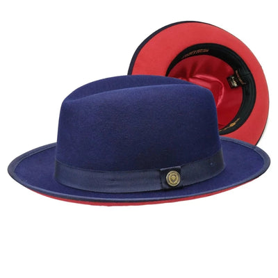 Bruno Capelo Men's Red Bottom Hats Blue and Red Dress Casual Hats