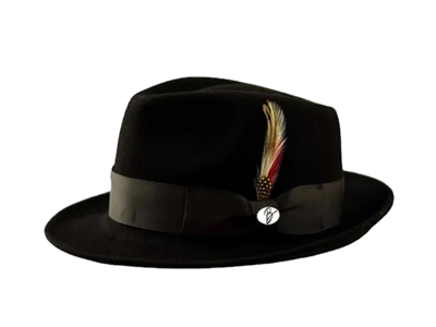 Bruno Capelo Black Men's Wool Hat Hudson Lite Felt Fedora Hat