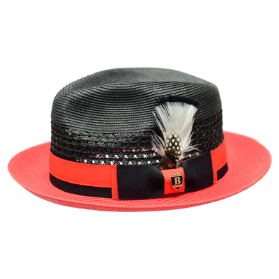 Bruno Capelo Black and Red Men's Straw hat Belvedere Fashion Design