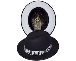 Bruno Capelo Black and White Greek Wool Men's Hats Priceton Elite Collection