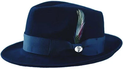 Bruno Capelo Blue Men's Wool Hat Hudson Lite Felt Fedora Hat