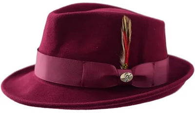 Bruno Capelo Burgundy Men's Wool Hat Hudson Lite Felt Fedora Hat