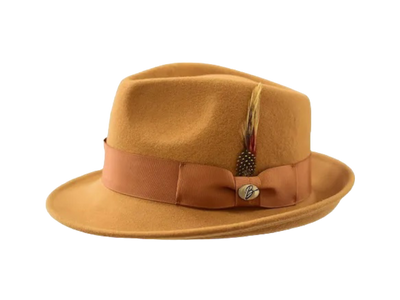 Bruno Capelo Camel Men's Wool Hat Hudson Lite Felt Fedora Hat