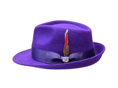 Bruno Capelo Purple Men's Wool Hat Hudson Lite Felt Fedora Hat