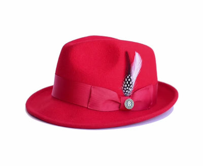 Bruno Capelo Red Men's Wool Hat Hudson Lite Felt Fedora Hat