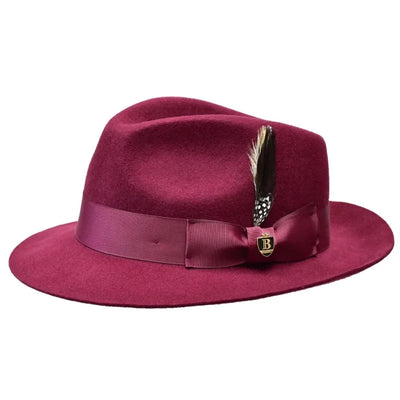 Burgundy Bruno Capelo men's wool hats classic fabio design style hats