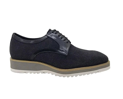 Carrucci Black Jeans Mixed Media Oxford Lace-Up Shoes KS515-43