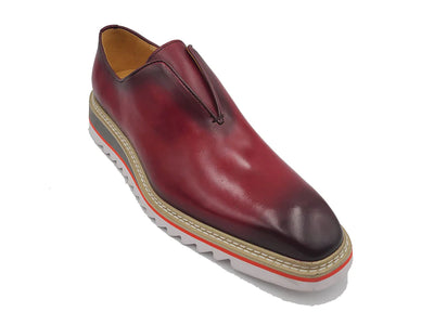 Carrucci Burgundy Slip-On Men's Casual Loafer with Contrast Color Style KS550-08