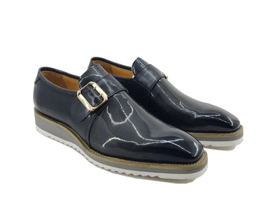 Carrucci Grey Men's Monkstraps Patent Leather casual shoes