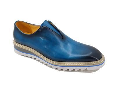 Carrucci Ocean Blue Slip-On Men's Casual Loafer with Contrast Color Style KS550-08