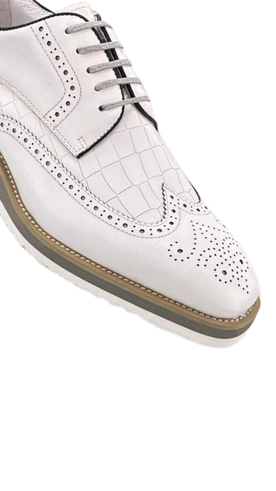 Carrucci White Lace-Up shoes wingtip oxford Genuine Leather Loafers