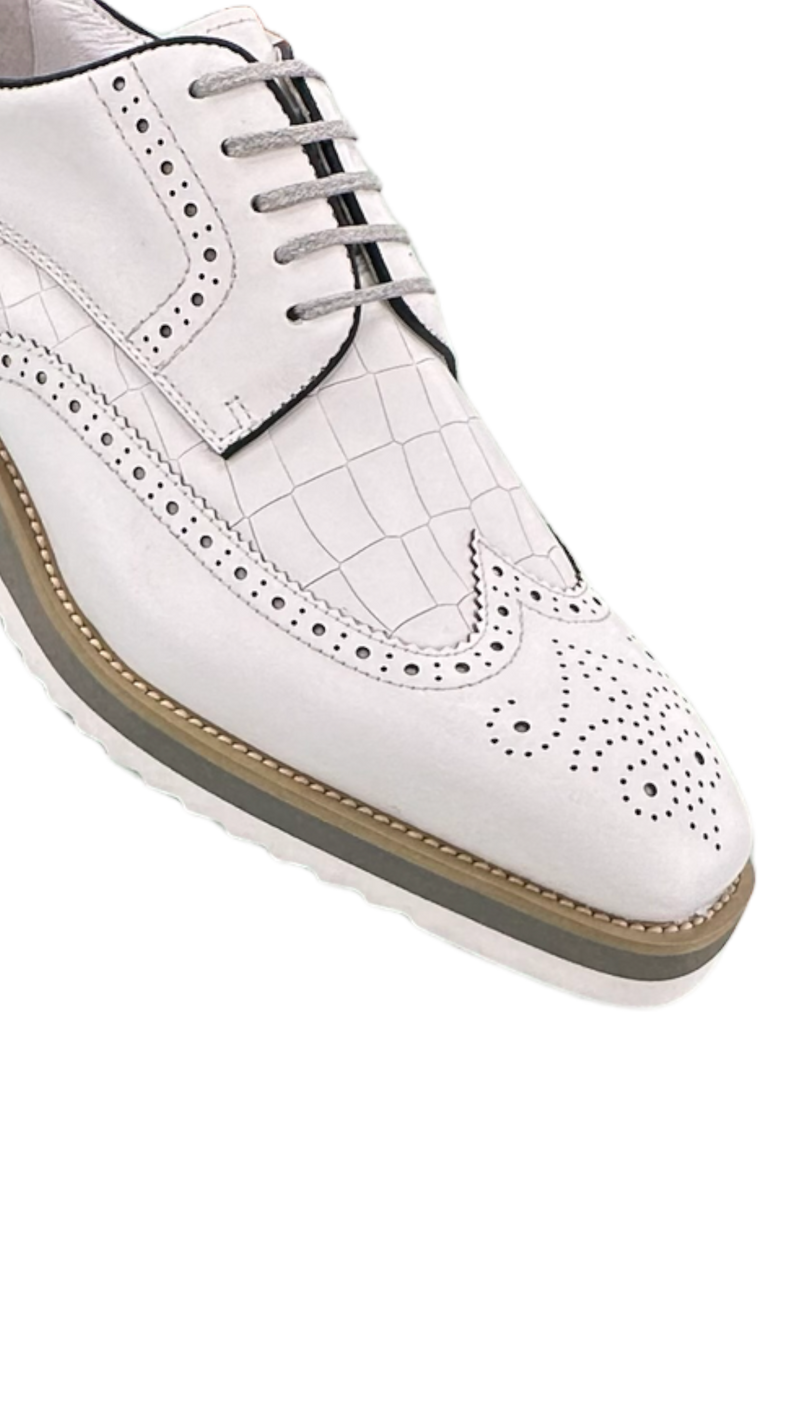 Carrucci White Lace-Up shoes wingtip oxford Genuine Leather Loafers