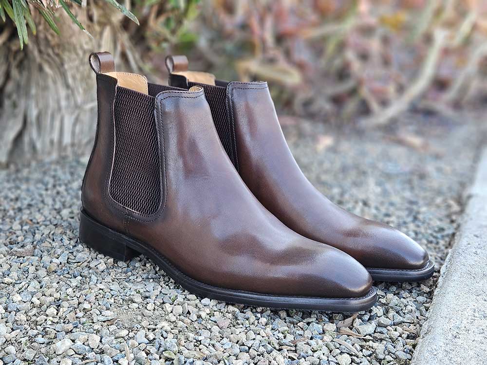 Men\'s Brown Leather Slip-On Chelsea Boots Men main image 2