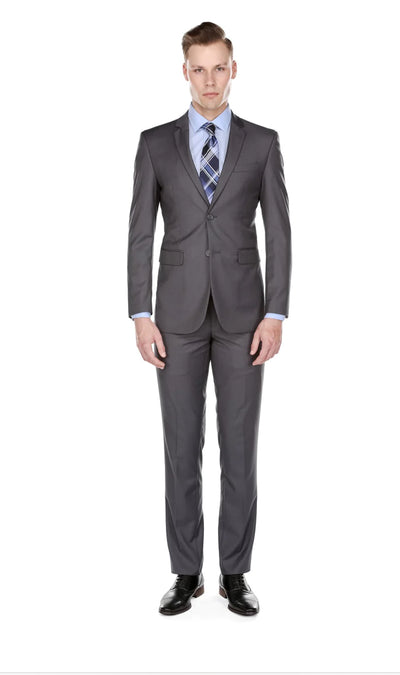 Charcoal Grey Slim-Fit Men's Suit Single Breast Notch Lapel PYS02