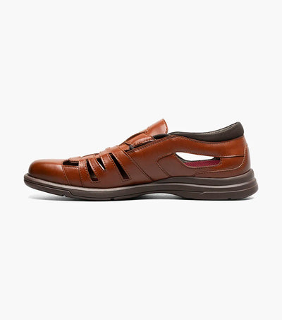 Cognac Leather Men's Sandals Closed Toe Fisherman Sandal Style No:25657-221