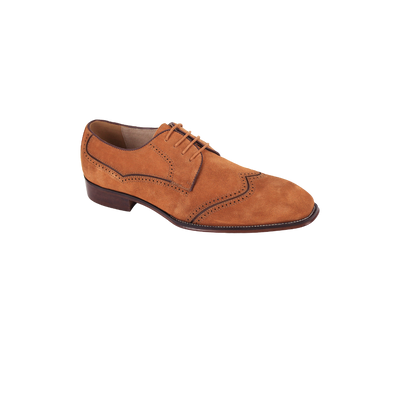 Cognac/Brown Men's Shoes Lace-Up Wingtip Suede Leather Shoes