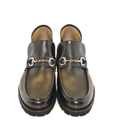 Corrente Black Men's Silver Horsebit Buckle Ankle boot Calf Skin Leather