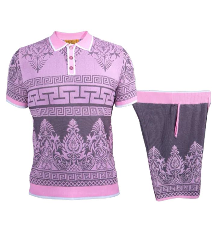 Pink Prestige Polo Shirt & Short Summer Outfit Set Style No: CKJ-259