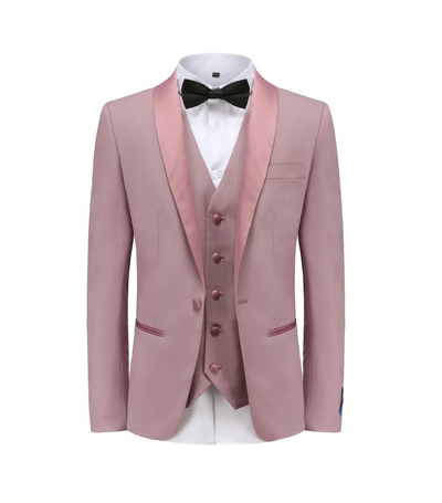 Dusty Rose Pink Men's Tuxedo Slim-Fit Single Breast One Button Vested TX-300